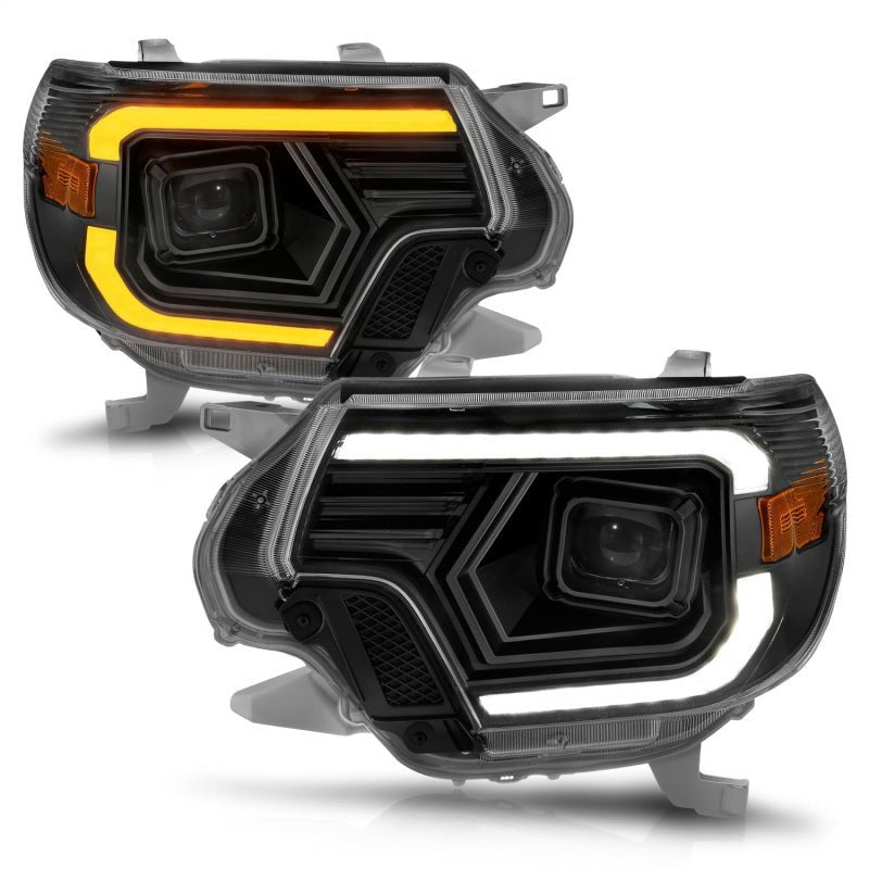 ANZO 12 - 15 Toyota Tacoma Projector Headlights - w/ Light Bar Switchback Black Housing - CPC Performance