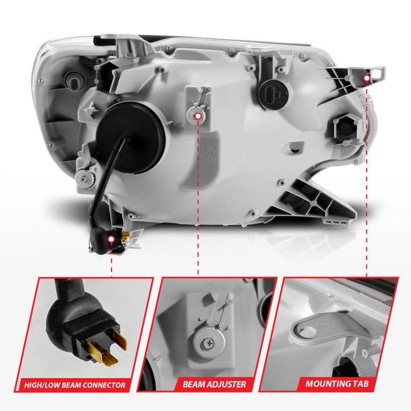 ANZO 12 - 15 Toyota Tacoma Projector Headlights - w/ Light Bar Switchback Black Housing - CPC Performance