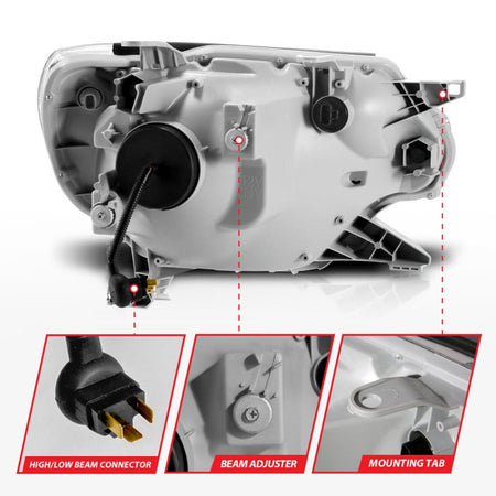 ANZO 12 - 15 Toyota Tacoma Projector Headlights - w/ Light Bar Switchback Black Housing - CPC Performance