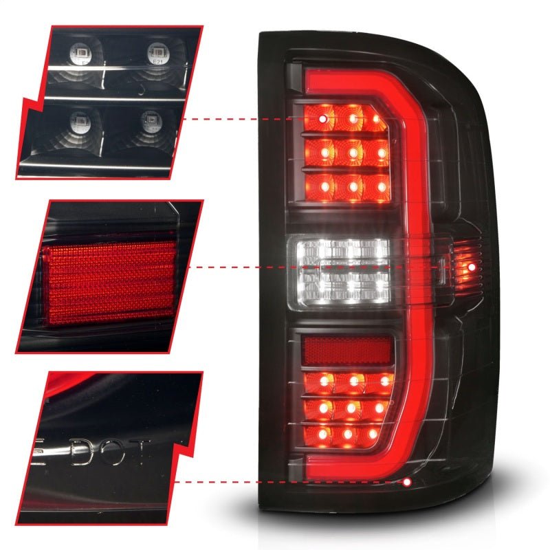 ANZO 14 - 18 GMC Sierra 1500 Full LED Taillights Black Housing Smoke Lens (w/C Light Bars) - CPC Performance