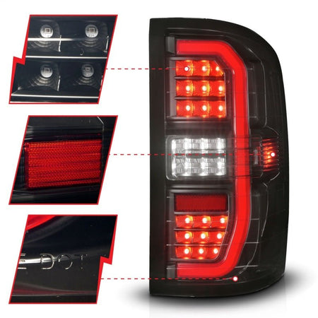 ANZO 14 - 18 GMC Sierra 1500 Full LED Taillights Black Housing Smoke Lens (w/C Light Bars) - CPC Performance