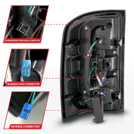ANZO 14 - 18 GMC Sierra 1500 Full LED Taillights Black Housing Smoke Lens (w/C Light Bars) - CPC Performance