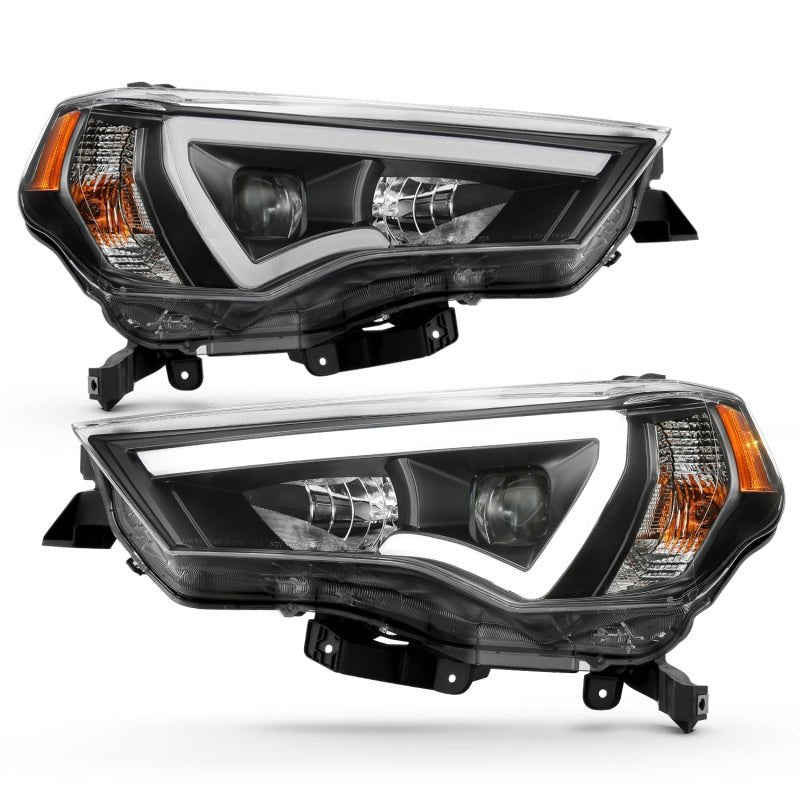 ANZO 14 - 18 Toyota 4 Runner Plank Style Projector Headlights Black w/ Amber - CPC Performance