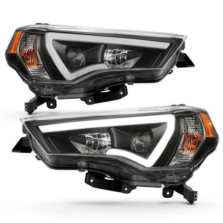 ANZO 14 - 18 Toyota 4 Runner Plank Style Projector Headlights Black w/ Amber - CPC Performance