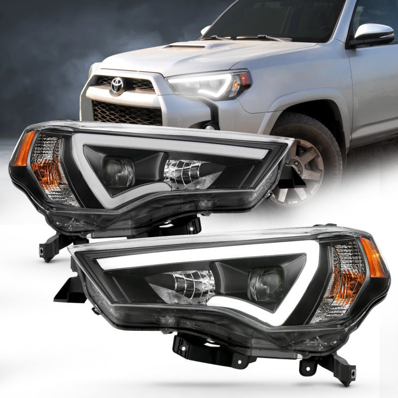ANZO 14 - 18 Toyota 4 Runner Plank Style Projector Headlights Black w/ Amber - CPC Performance