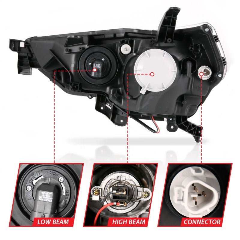 ANZO 14 - 18 Toyota 4 Runner Plank Style Projector Headlights Black w/ Amber - CPC Performance