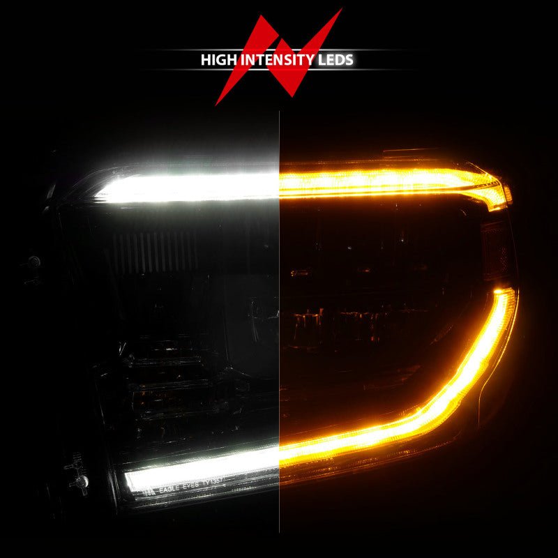 ANZO 14 - 21 Toyota Tundra (OE Halogen w/LED DRL) LED Crystal Headlights w/ Switchback &amp; DRL - Blk - CPC Performance