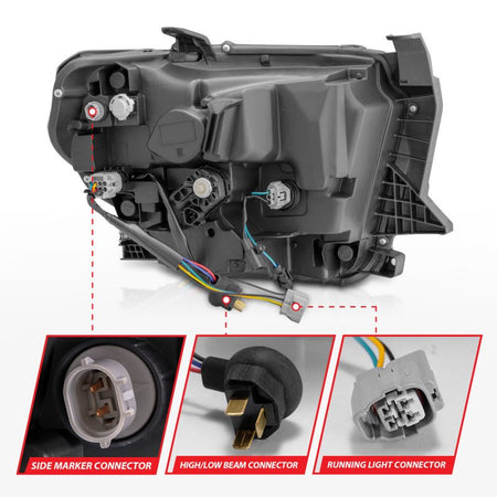 ANZO 14 - 21 Toyota Tundra (OE Halogen w/LED DRL) LED Crystal Headlights w/ Switchback &amp; DRL - Blk - CPC Performance
