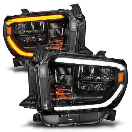 ANZO 14 - 21 Toyota Tundra (OE Halogen w/LED DRL) LED Crystal Headlights w/ Switchback &amp; DRL - Blk - CPC Performance