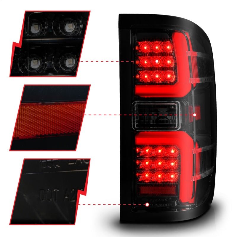 ANZO 15 - 19 Chevrolet Silverado 2500 HD/3500 HD LED Taillight w/ Sequential Black Housing/Smoke Lens - CPC Performance