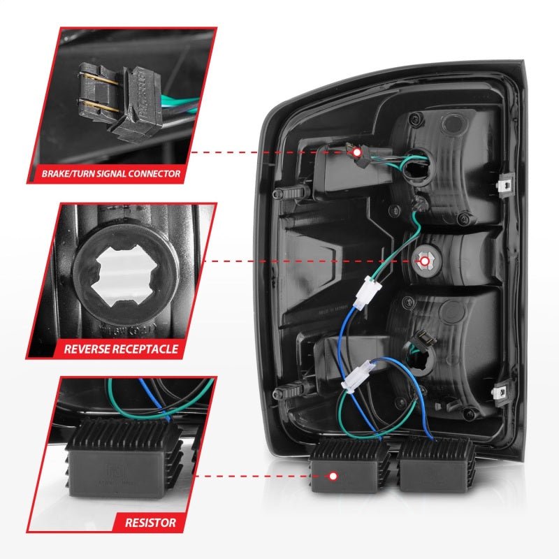 ANZO 15 - 19 Chevy Silverado 2500HD/3500HD (Factory Halogen Only) LED Tail Lights Black w/Clear Lens - CPC Performance
