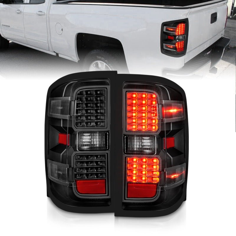 ANZO 15 - 19 Chevy Silverado 2500HD/3500HD (Factory Halogen Only) LED Tail Lights Black w/Clear Lens - CPC Performance