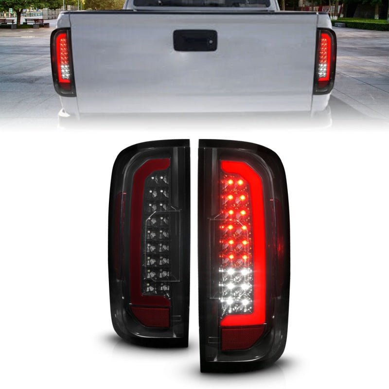 ANZO 15 - 21 Chevrolet Colorado Full LED Tail Lights w/ Red Lightbar Black Housing Smoke Lens - CPC Performance