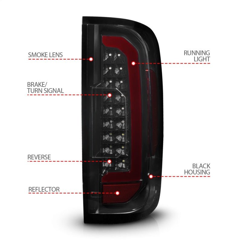 ANZO 15 - 21 Chevrolet Colorado Full LED Tail Lights w/ Red Lightbar Black Housing Smoke Lens - CPC Performance