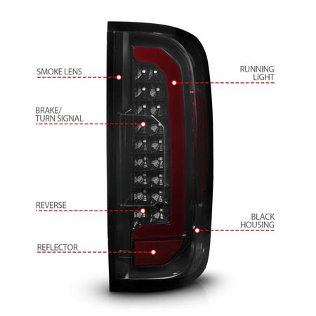 ANZO 15 - 21 GMC Canyon Full LED Tail Lights w/ Red Lightbar Black Housing Smoke Lens - CPC Performance