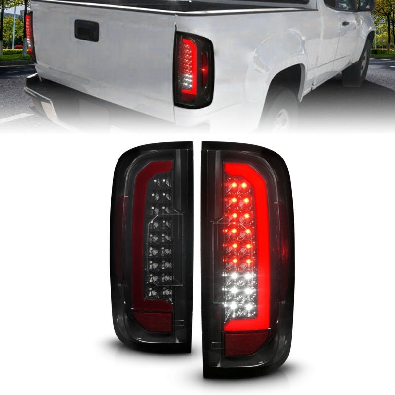 ANZO 15 - 21 GMC Canyon Full LED Tail Lights w/ Red Lightbar Black Housing Smoke Lens - CPC Performance