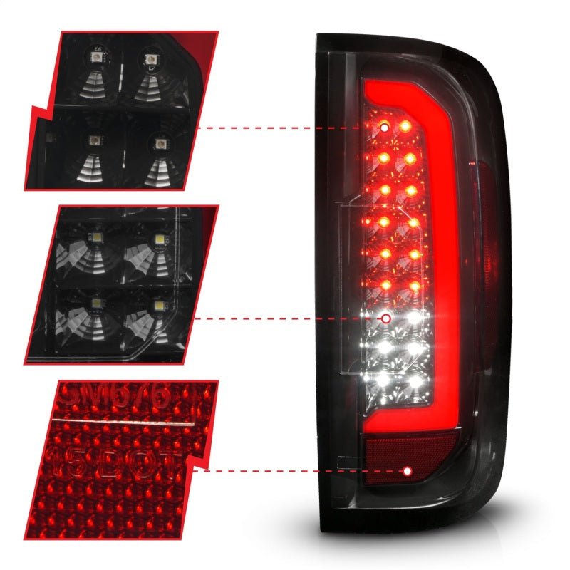 ANZO 15 - 21 GMC Canyon Full LED Tail Lights w/ Red Lightbar Black Housing Smoke Lens - CPC Performance