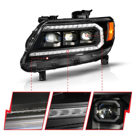 ANZO 15 - 22 Chevy Colorado Blk Housing Full LED DRL Projector Headlight w/ Sequential Light Bar - CPC Performance