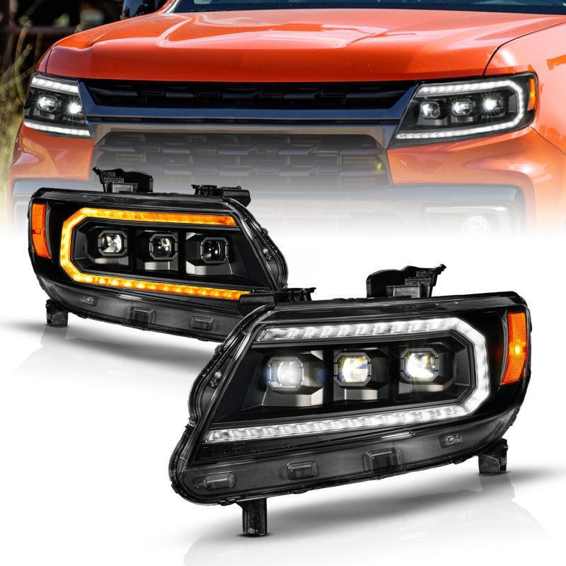 ANZO 15 - 22 Chevy Colorado Blk Housing Full LED DRL Projector Headlight w/ Sequential Light Bar - CPC Performance