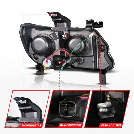 ANZO 15 - 22 Chevy Colorado Blk Housing Full LED DRL Projector Headlight w/ Sequential Light Bar - CPC Performance