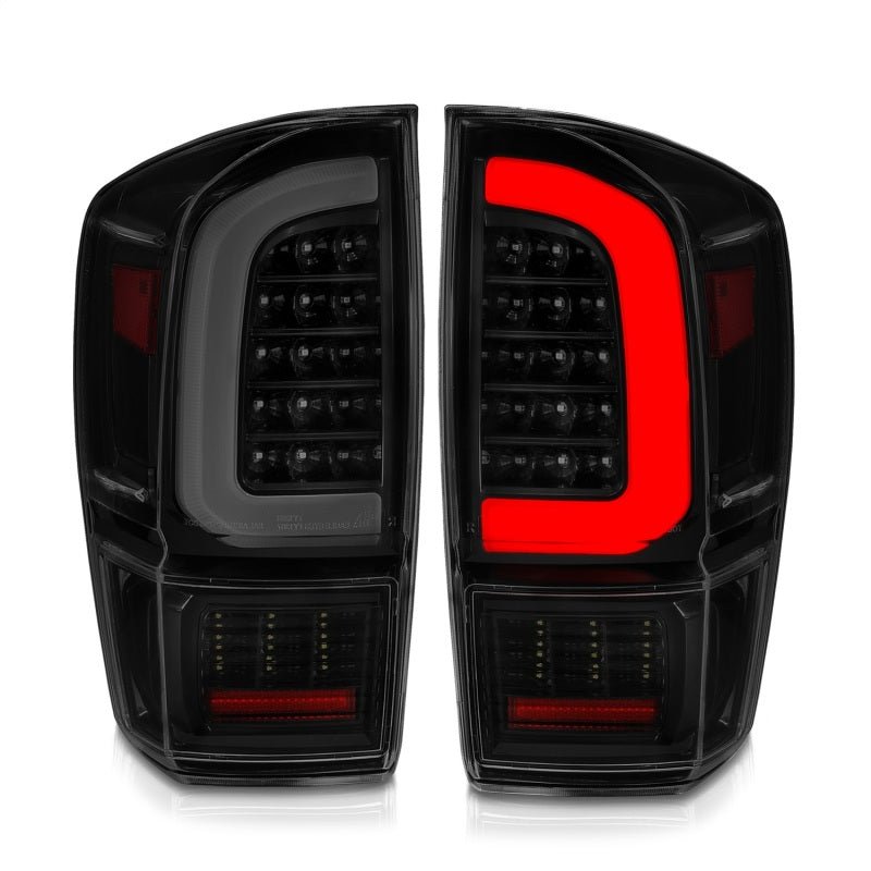 ANZO 16 - 21 Toyota Tacoma LED Tail Lights - w/ Light Bar Sequential Black Housing & Smoke Lens - CPC Performance