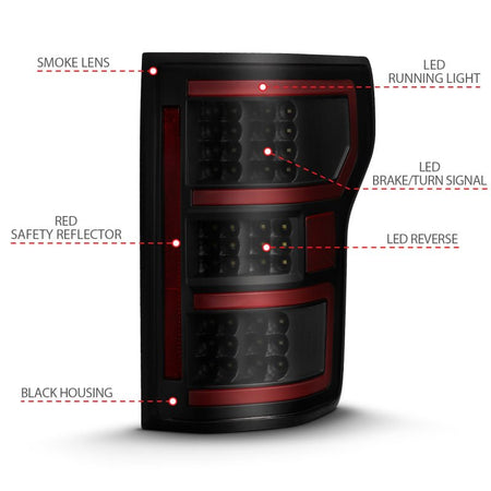 ANZO 18 - 19 Ford F - 150 LED Taillight Black Housing Clear Lens Red Light Bar W/Sequential - CPC Performance