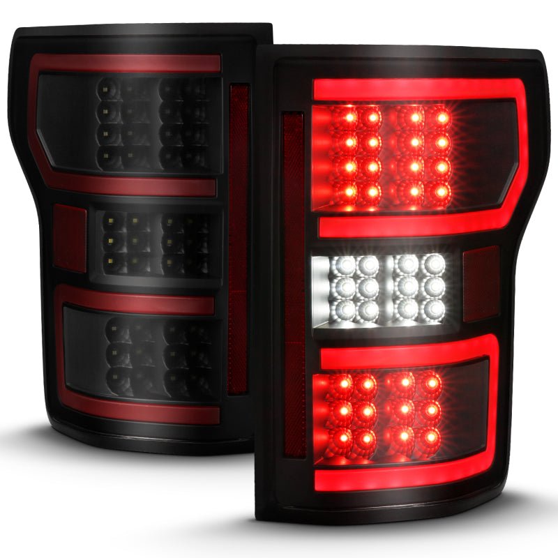 ANZO 18 - 19 Ford F - 150 LED Taillight Black Housing Clear Lens Red Light Bar W/Sequential - CPC Performance