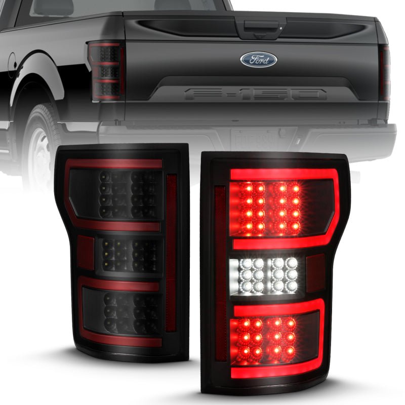 ANZO 18 - 19 Ford F - 150 LED Taillight Black Housing Clear Lens Red Light Bar W/Sequential - CPC Performance
