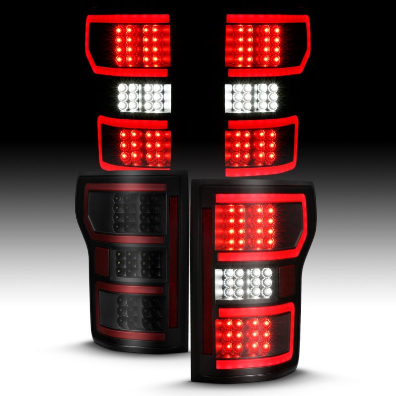 ANZO 18 - 19 Ford F - 150 LED Taillight Black Housing Clear Lens Red Light Bar W/Sequential - CPC Performance