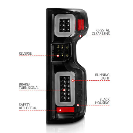 ANZO 19 - 21 Chevy Silverado Full LED Taillights Black Housing Clear Lens G2 (w/C light Bars) - CPC Performance