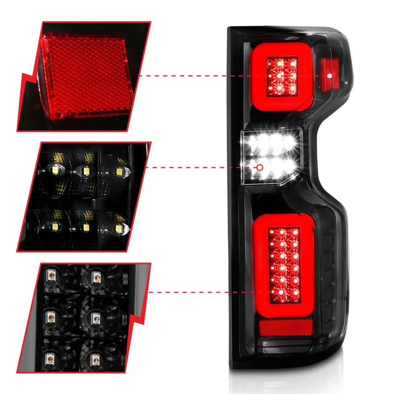 ANZO 19 - 21 Chevy Silverado Full LED Taillights Black Housing Clear Lens G2 (w/C light Bars) - CPC Performance