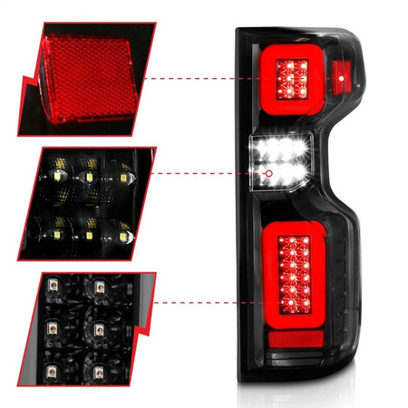 ANZO 19 - 21 Chevy Silverado Full LED Taillights Black Housing Clear Lens G2 (w/C light Bars) - CPC Performance
