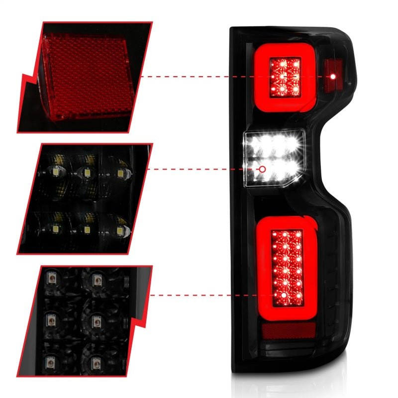 ANZO 19 - 21 Chevy Silverado Full LED Taillights Black Housing Smoke Lens G2 (w/C light Bars) - CPC Performance