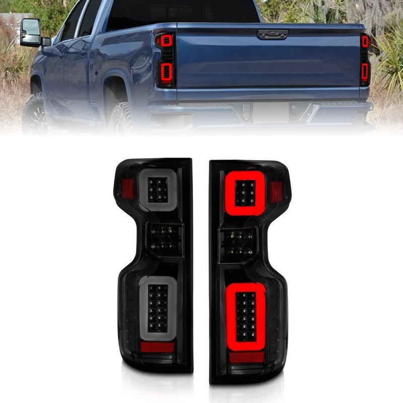 ANZO 19 - 21 Chevy Silverado Full LED Taillights Black Housing Smoke Lens G2 (w/C light Bars) - CPC Performance