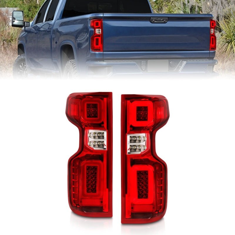 ANZO 19 - 21 Chevy Silverado Full LED Taillights Chrome Housing Red/Clear Lens G2 (w/C light Bars) - CPC Performance