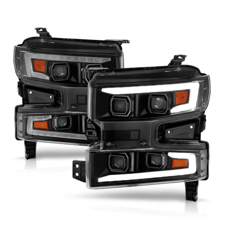 ANZO 19 - 22 Chevrolet Silverado 1500 LED Proj HL w/Lgt Bar SwBk Seq. Blk w/In. Light - Passenger Side - CPC Performance