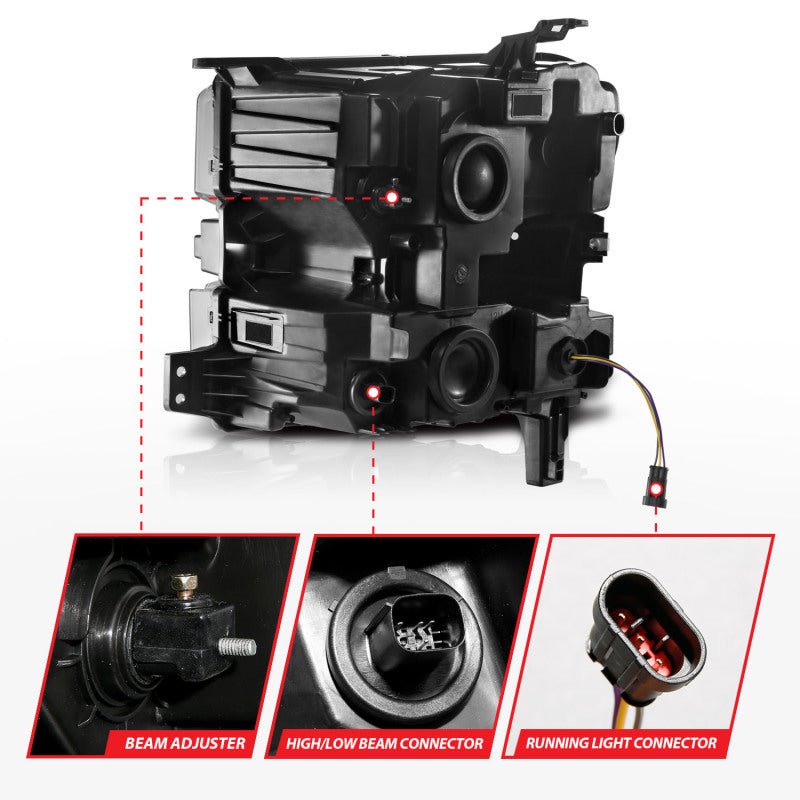 ANZO 19 - 22 Chevrolet Silverado 1500 LED Proj HL w/Lgt Bar SwBk Seq. Blk w/In. Light - Passenger Side - CPC Performance