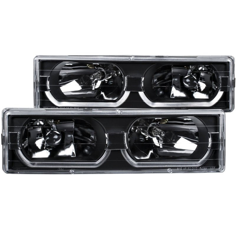 ANZO 1988 - 1998 Chevrolet C1500 Crystal Headlights Black w/ Low - Brow - CPC Performance