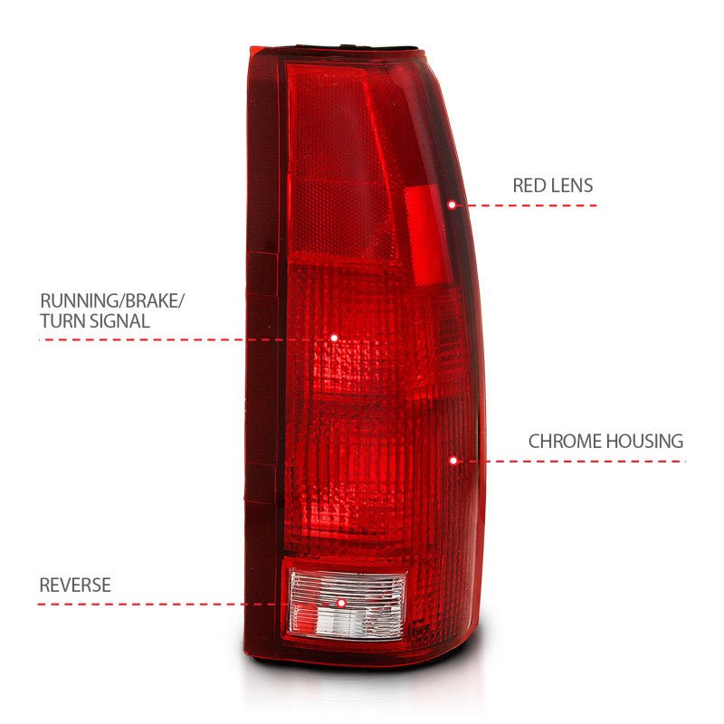 ANZO 1988 - 1999 Chevy C1500 Taillight Red/Clear Lens (OE Replacement) - CPC Performance