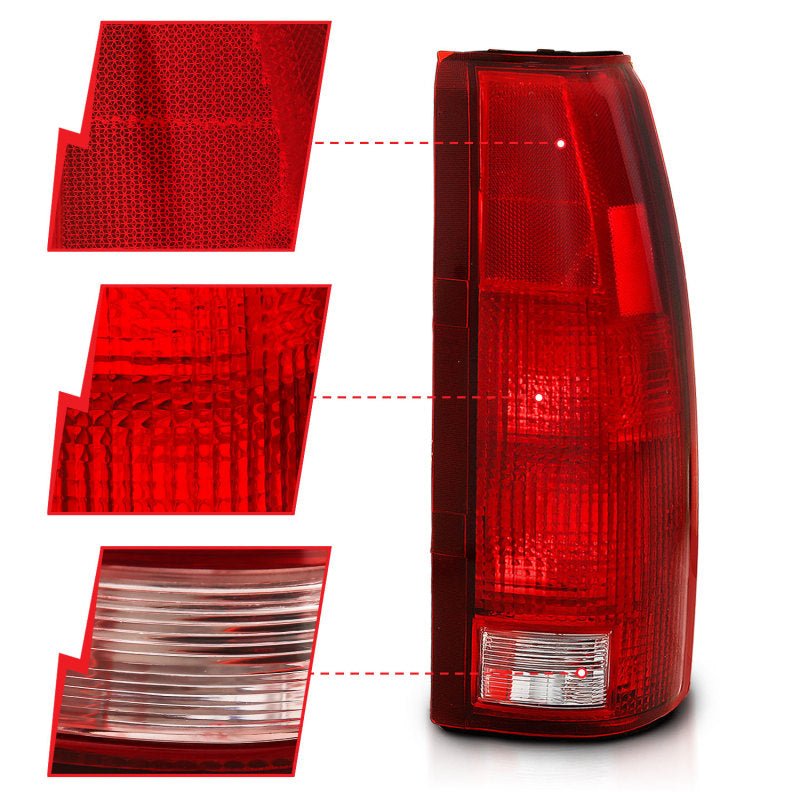 ANZO 1988 - 1999 Chevy C1500 Taillight Red/Clear Lens (OE Replacement) - CPC Performance