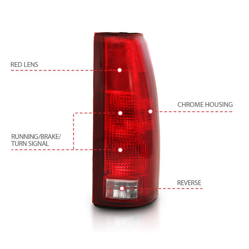 ANZO 1988 - 1999 Chevy C1500 Taillight Red/Clear Lens w/ Circuit Board(OE Replacement) - CPC Performance