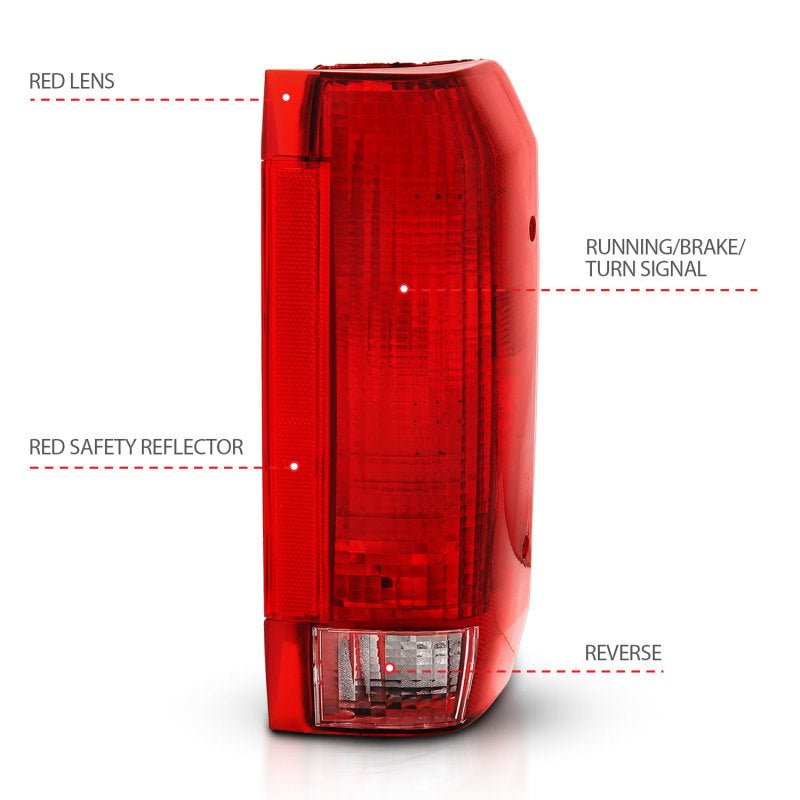 ANZO 1992 - 1996 Ford Bronco Taillight Red/Clear Lens (OE Replacement) - CPC Performance