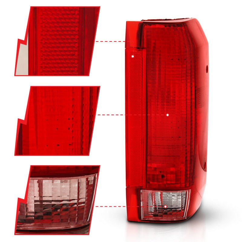 ANZO 1992 - 1996 Ford Bronco Taillight Red/Clear Lens (OE Replacement) - CPC Performance