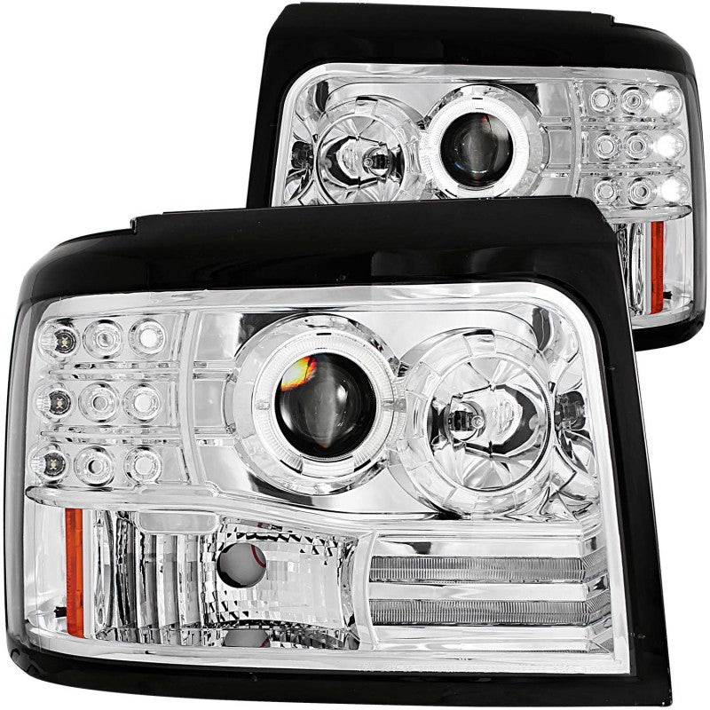 ANZO 1992 - 1996 Ford F - 150 Projector Headlights w/ Halo Chrome w/ Side Markers and Parking Lights - CPC Performance