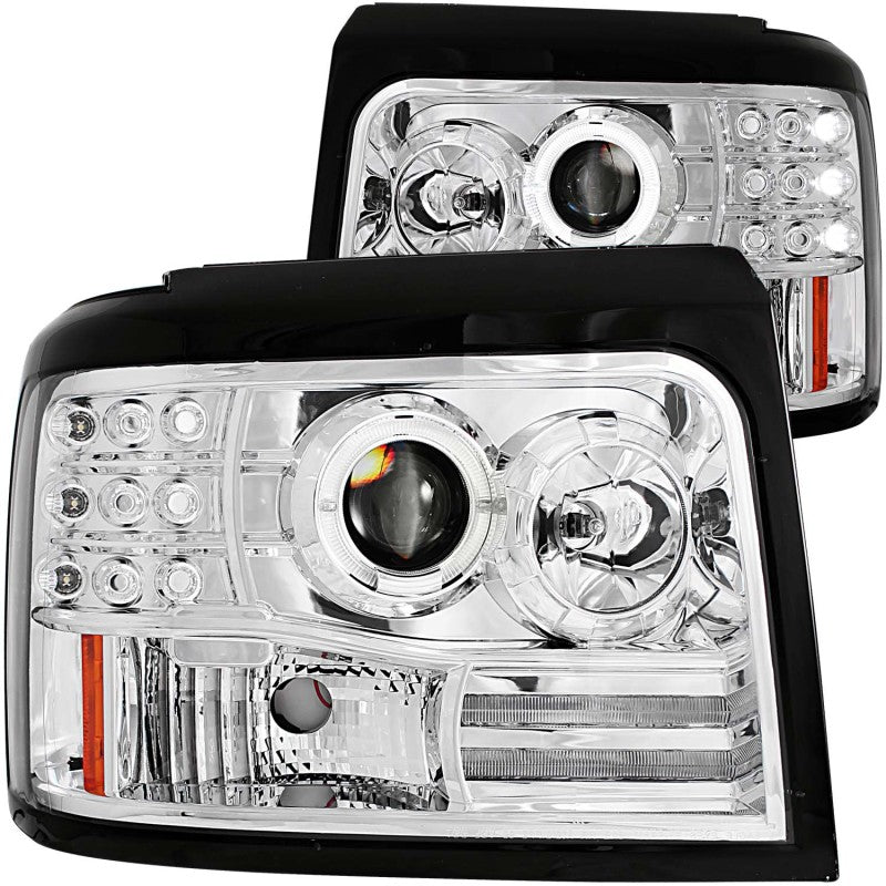 ANZO 1992 - 1996 Ford F - 150 Projector Headlights w/ Halo Chrome w/ Side Markers and Parking Lights - CPC Performance