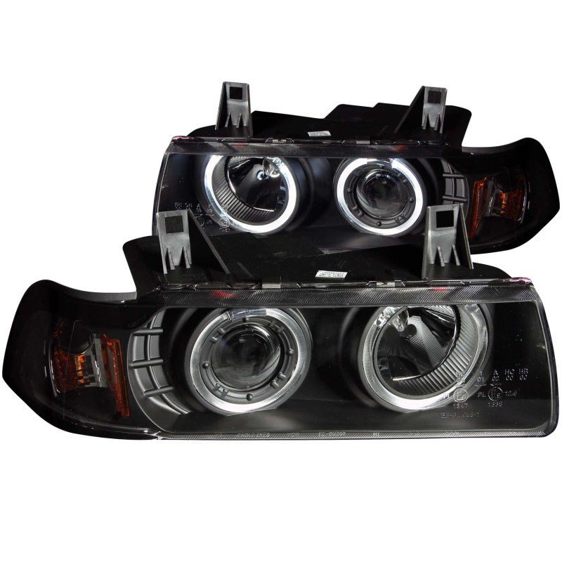 ANZO 1992 - 1998 BMW 3 Series E36 Projector Headlights w/ Halo Black G2 1 pc - CPC Performance