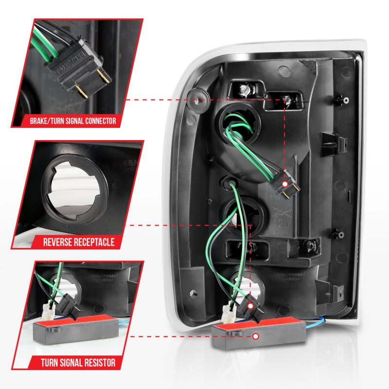 ANZO 1993 - 1997 Ford Ranger LED Tail Lights w/ Light Bar Black Housing Smoked Lens - CPC Performance