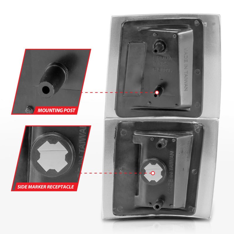 ANZO 1994 - 1998 Chevrolet Blazer Corner Lights Black Housing Clear Lens w/ Amber Reflector - CPC Performance