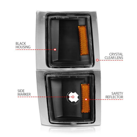 ANZO 1994 - 1998 Chevrolet Blazer Corner Lights Black Housing Clear Lens w/ Amber Reflector - CPC Performance