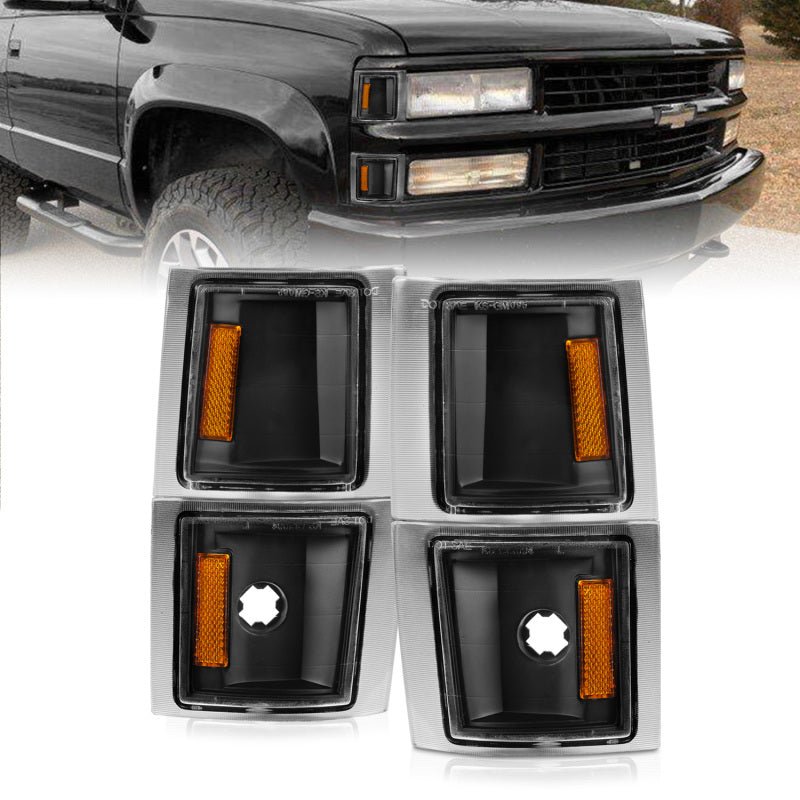 ANZO 1994 - 1998 Chevrolet Blazer Corner Lights Black Housing Clear Lens w/ Amber Reflector - CPC Performance